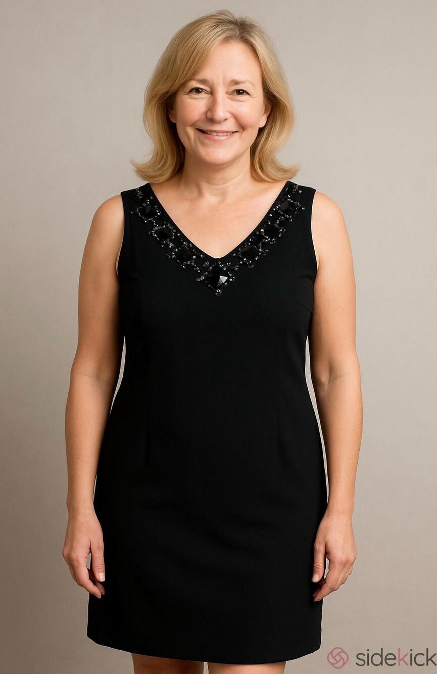 Ann Taylor Sleeveless Open Back Beaded Mirrors Midi Dress Black Tall Size 16 T